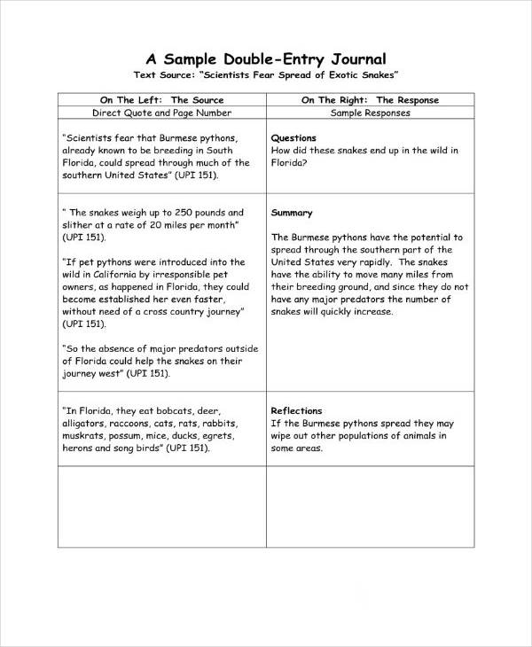 10 Double Entry Journal Templates PDF DOC
