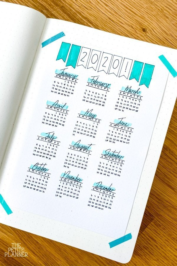 2020 Printable Calendar Bullet Journal