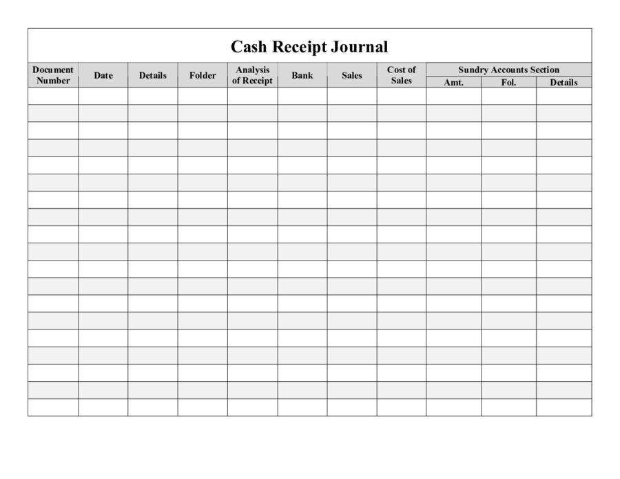 2022 Cash Receipts Journal Template Fillable Printable PDF Forms 