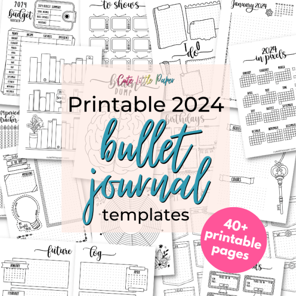 2024 Bullet Journal Templates Printable 40 Pages Set Cute Little Paper
