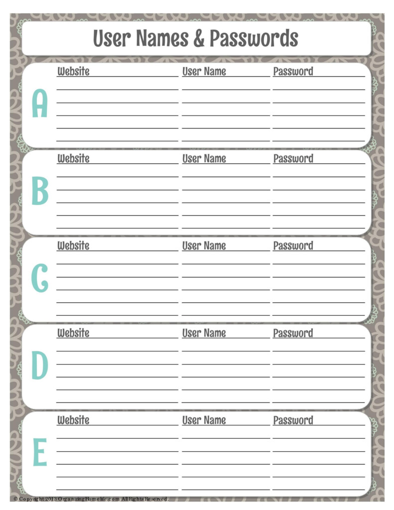 33 Best Password List Templates Word Excel PDF TemplateLab