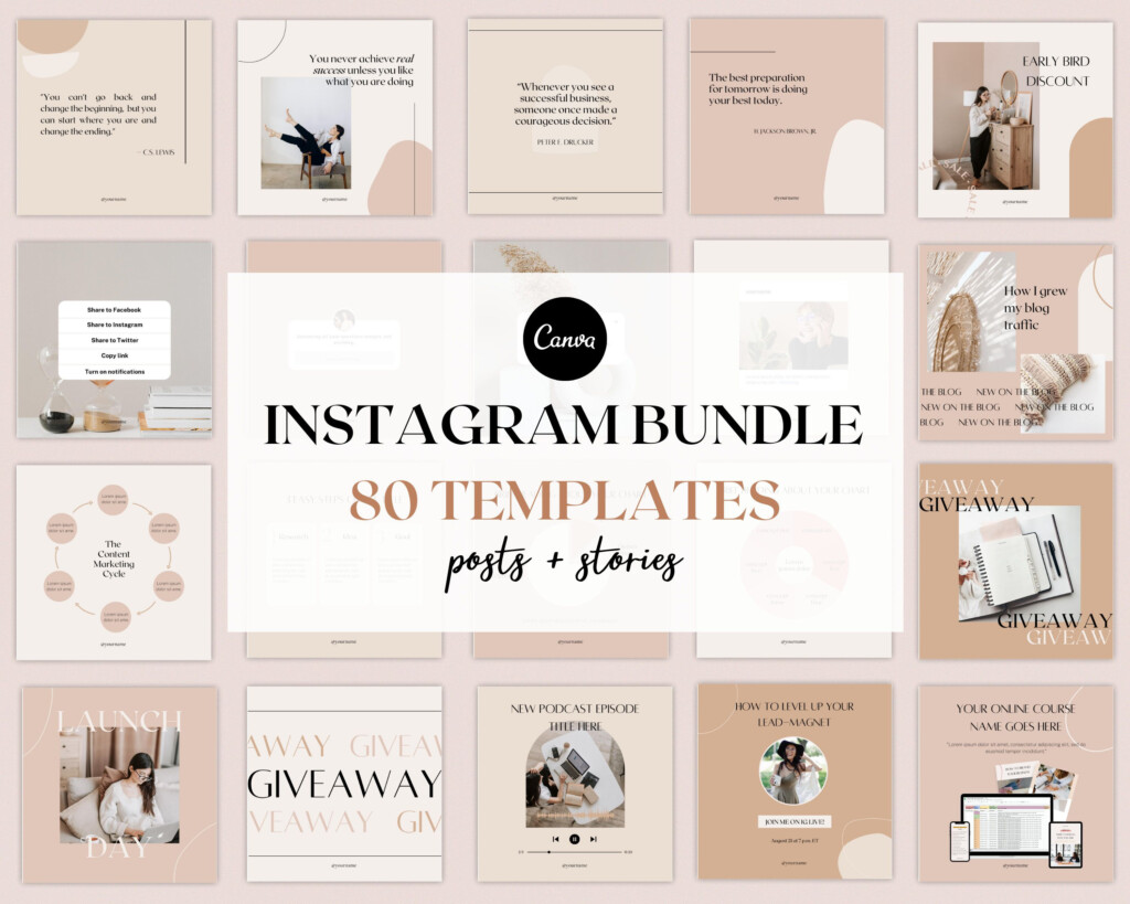 80 Instagram Templates Bundle Canva Instagram Templates Instagram 