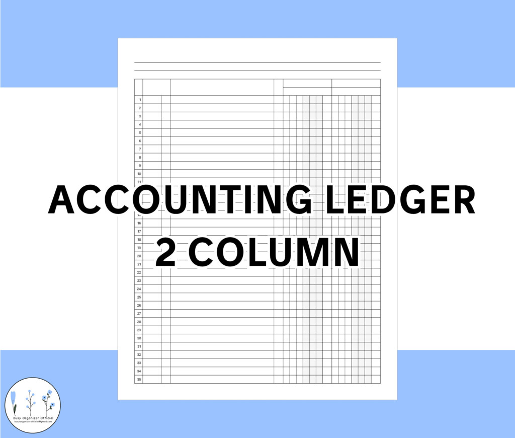 Accounting Ledger 2 Column Printable Account Book Pdf Digital Instant 