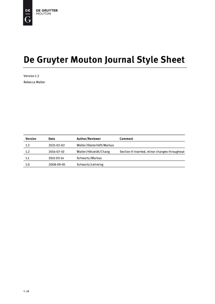ALR Mouton Journal Stylesheet De Gruyter Mouton Journal Style Sheet 