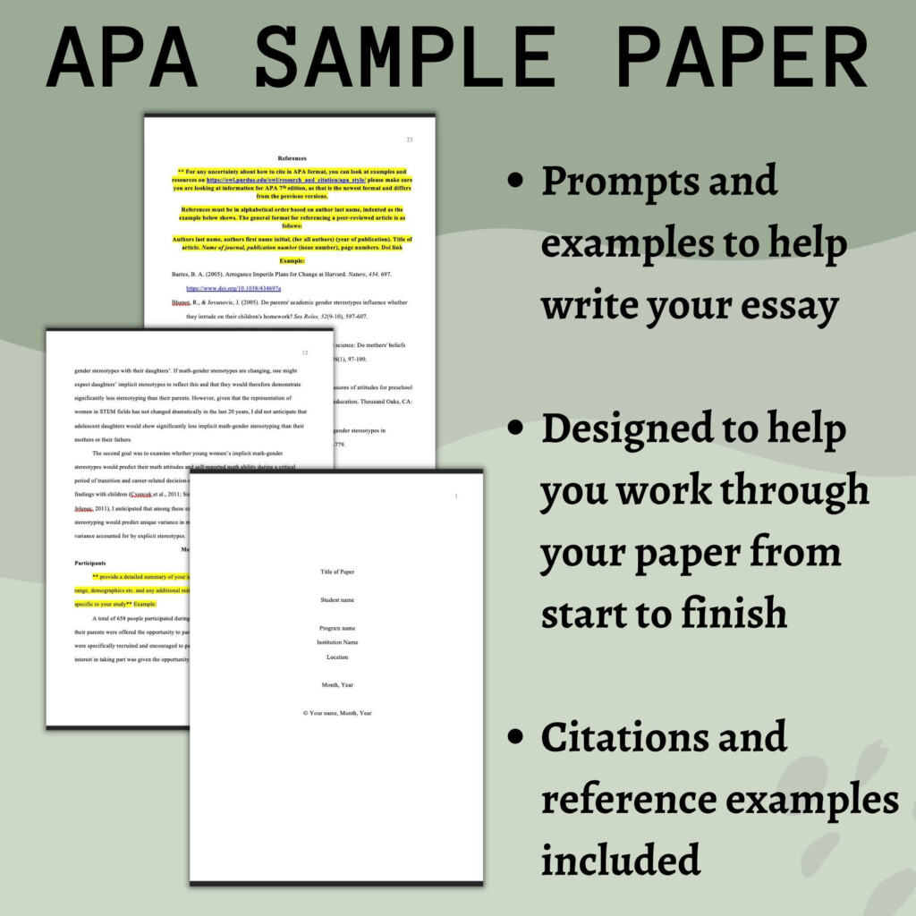 APA 7th Edition Sample Student Thesis Paper Template Graduate School 