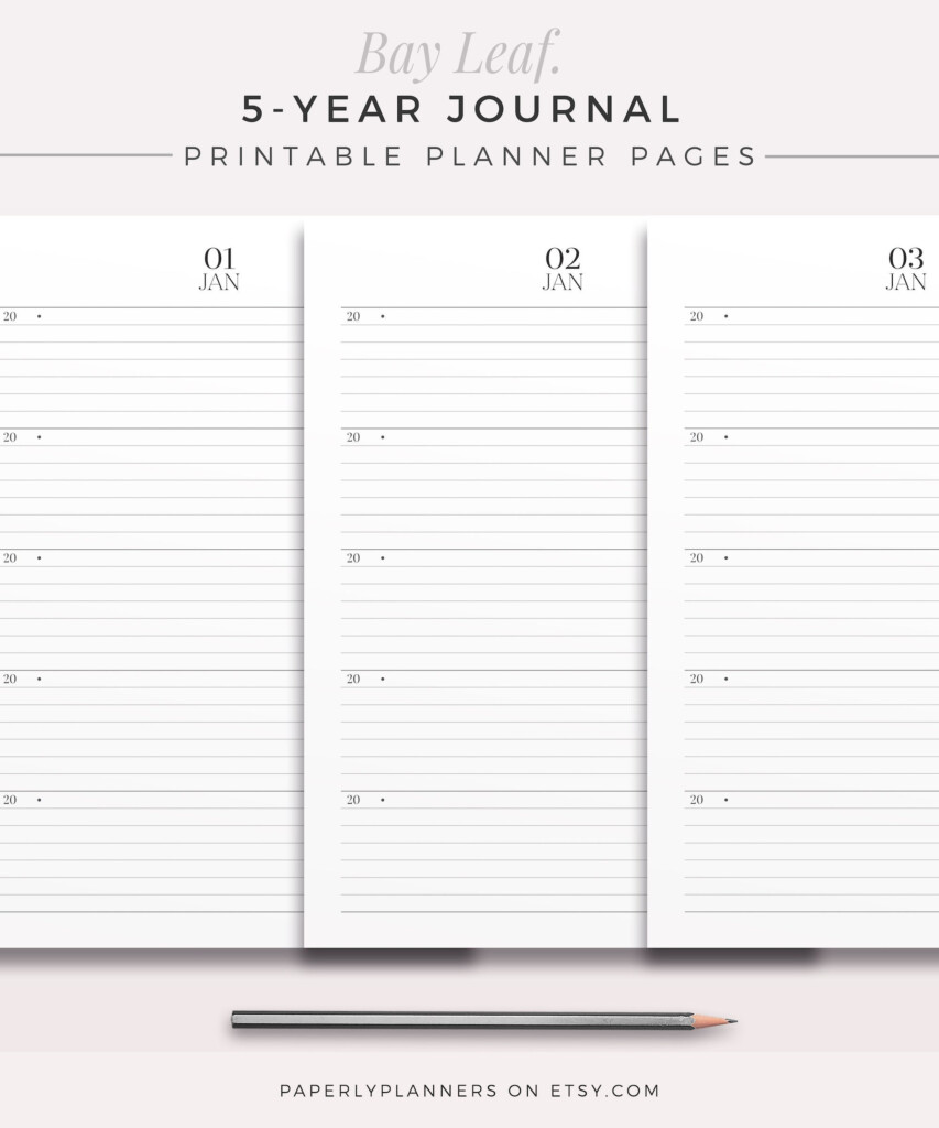 BAY LEAF 5 year Journal A4 LETTER Printable Planner Etsy UK