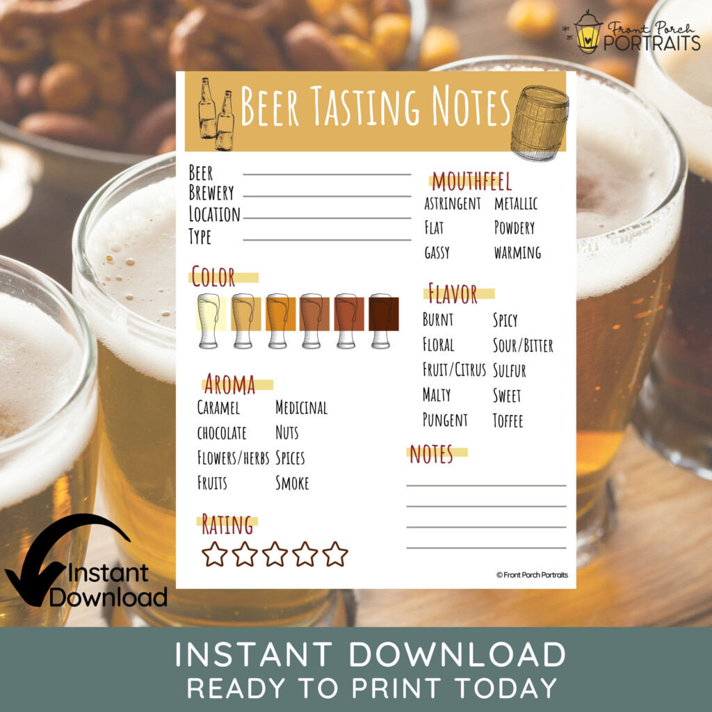 Beer Tasting Printable Journal Bachelorette Party Craft Etsy