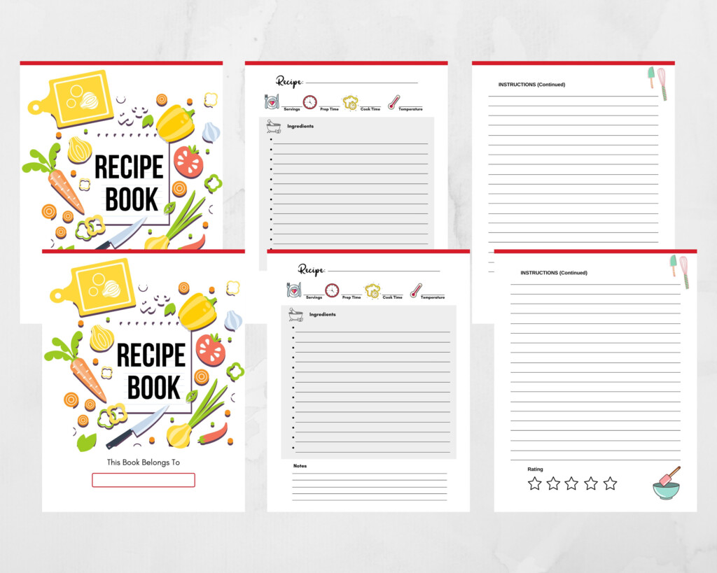 Blank Recipe Book Printable Template Blank Pages Sheet Etsy