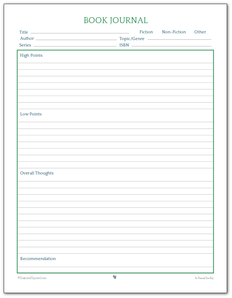 Book Journal Printables For Book Lovers Of All Ages