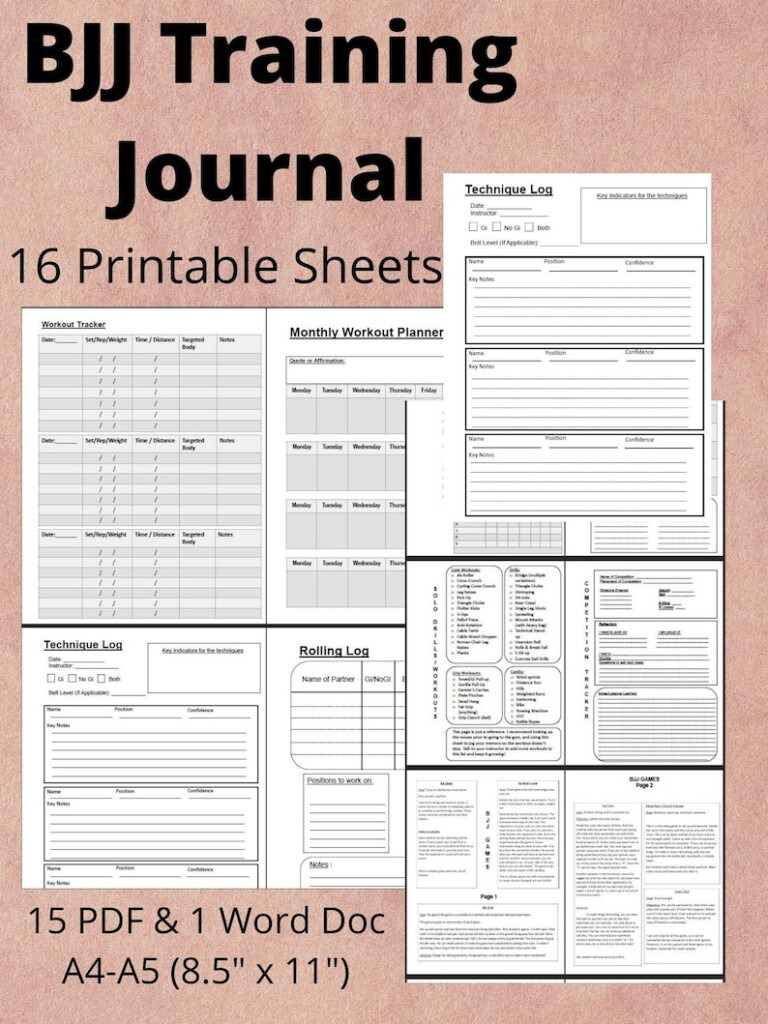 Brazilian Jiu Jitsu Training Journal Etsy
