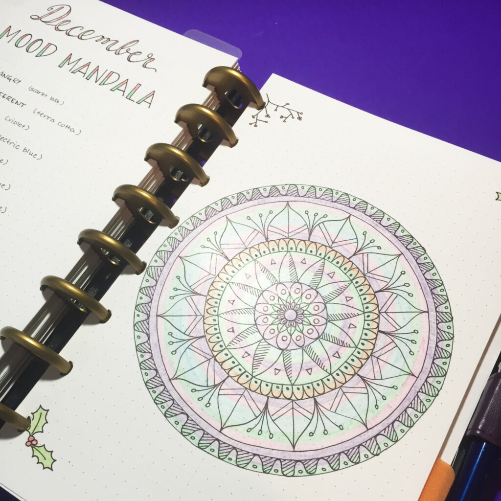Bullet Journal Mood Mandala Template Monthly Printable