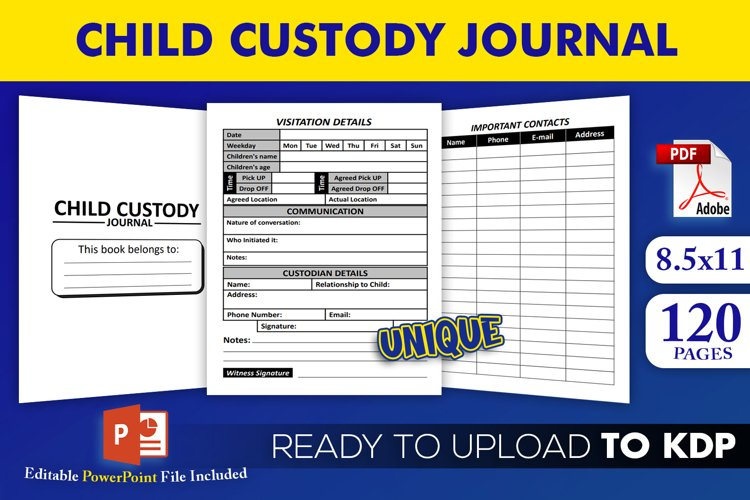 Child Custody Journal Diary KDP Interior Template Editable