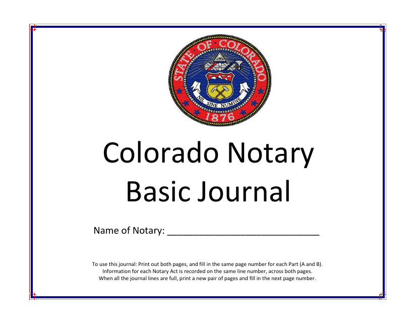 Colorado Colorado Notary Basic Journal Fill Out Sign Online And 
