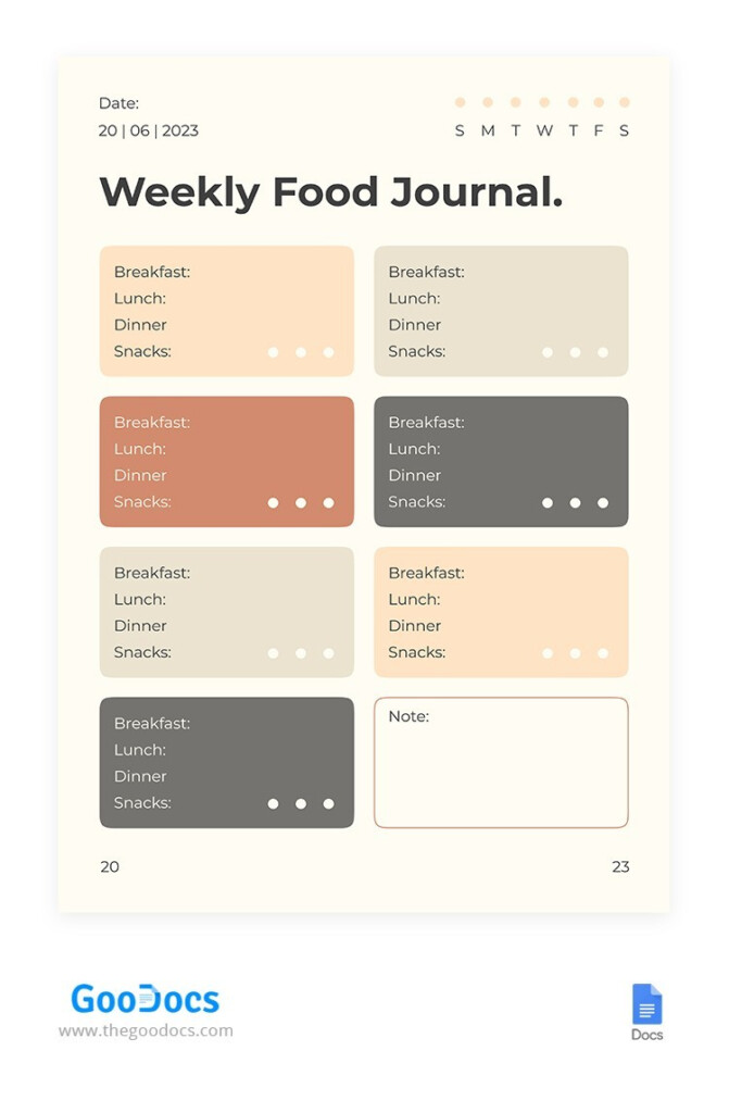 Cool Weekly Food Journal Template In Google Docs