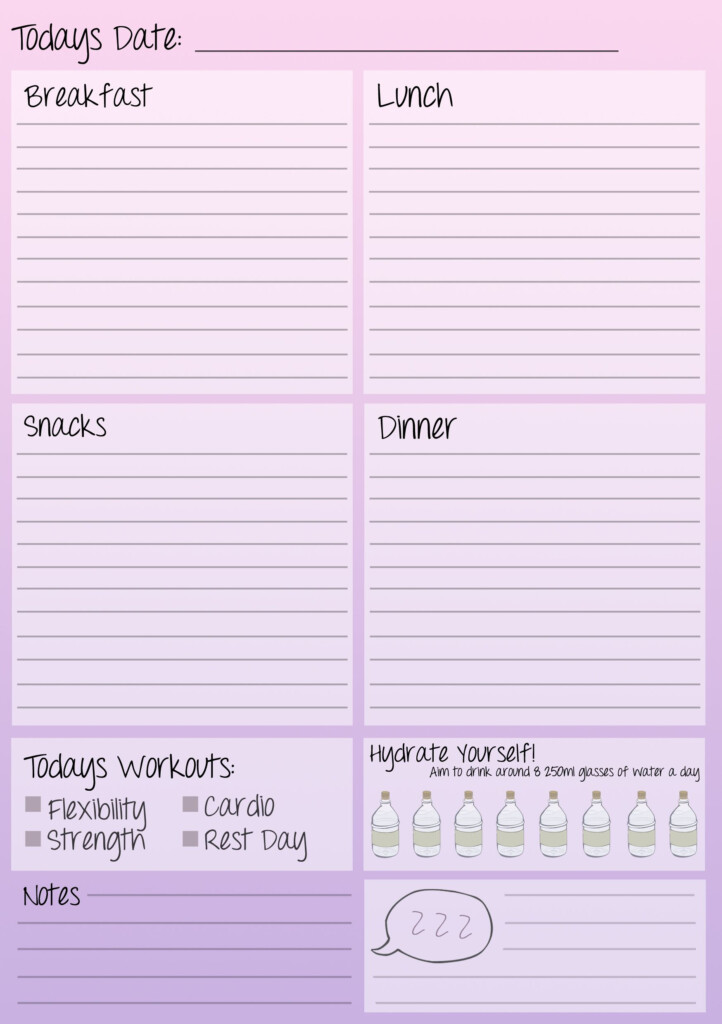 Daily Fitness Journal Printable Diet Journal Weight Loss Journal 