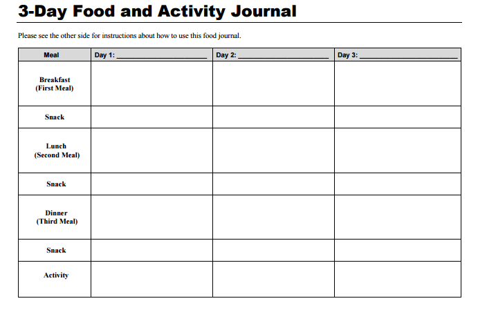 Daily Food Diary Printable