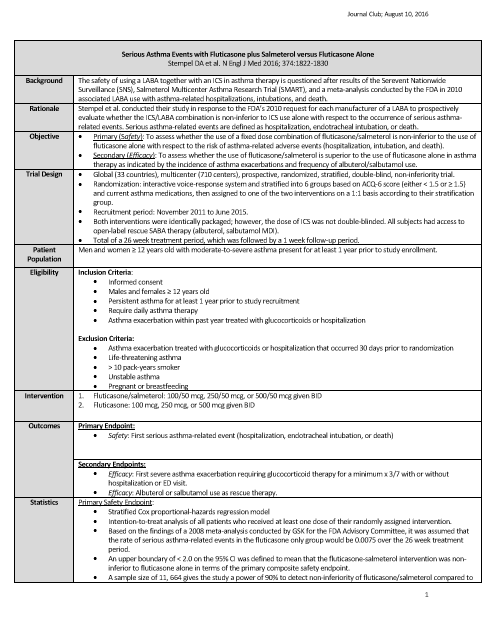 Example Journal Club Handout OEE Student Toolbox For Practicums
