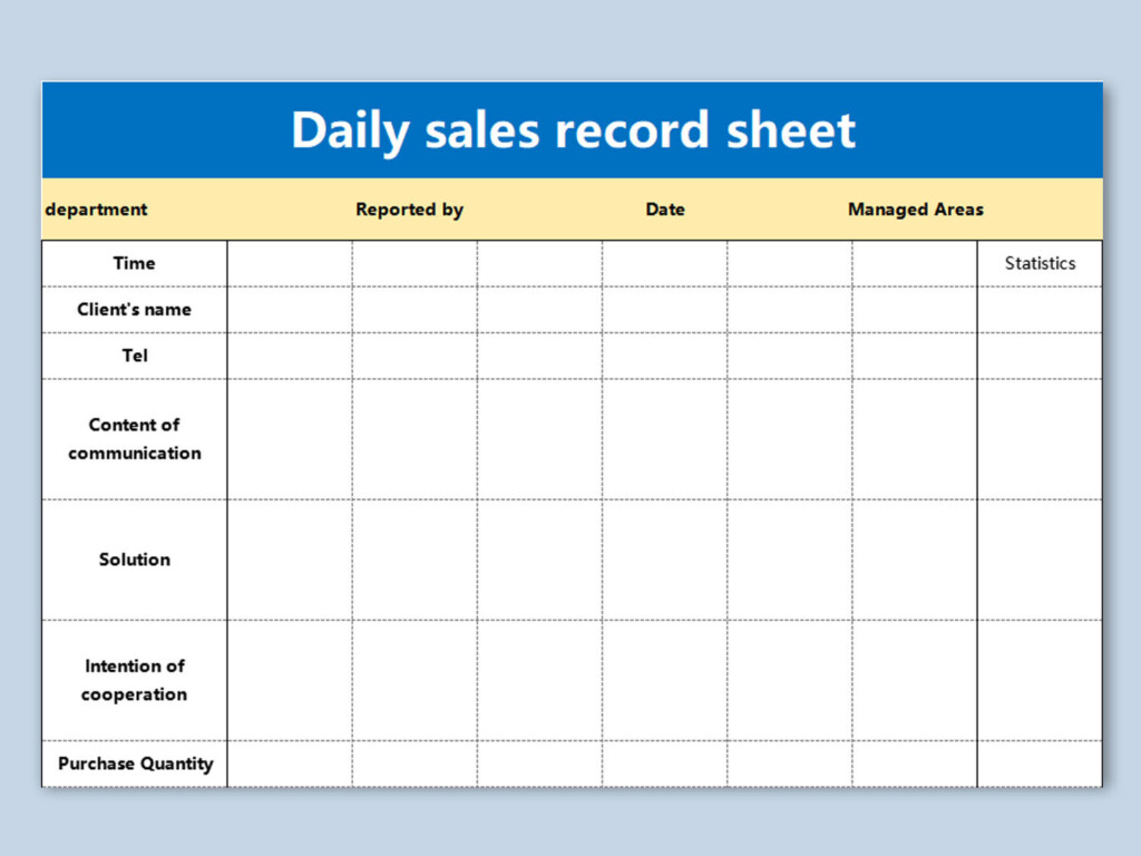 EXCEL Of Daily Sales Record Sheet xlsx WPS Free Templates