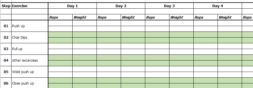 Excel Template Exercise And Workout Tracking Template By ExcelMadeEasy