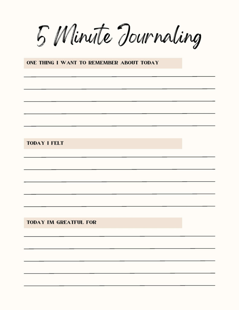Five Minute Journaling Worksheet Printable Journal Etsy
