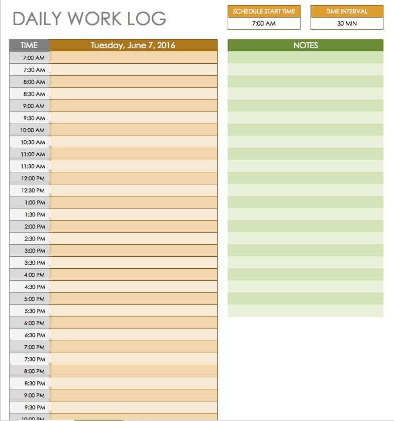 Free Daily Work Journal Template Plorabel