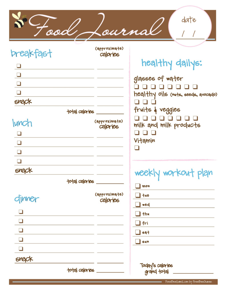 Free Food Journal Fitness Journal Printable Food Journal Fitness 