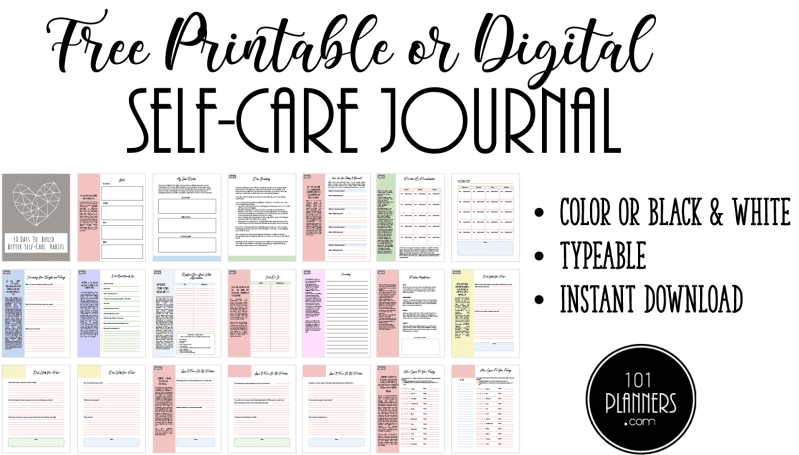 FREE Printable 30 Day Self Care Journal Self Care Planner