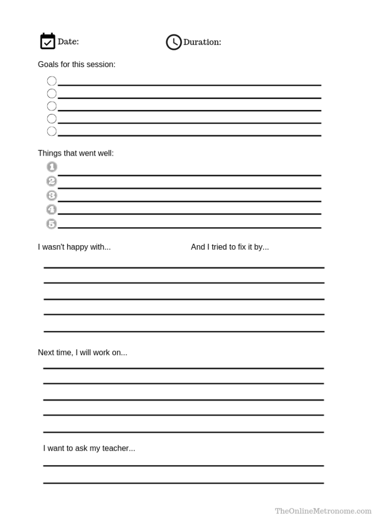 Free Printable Practice Journals For Musicians