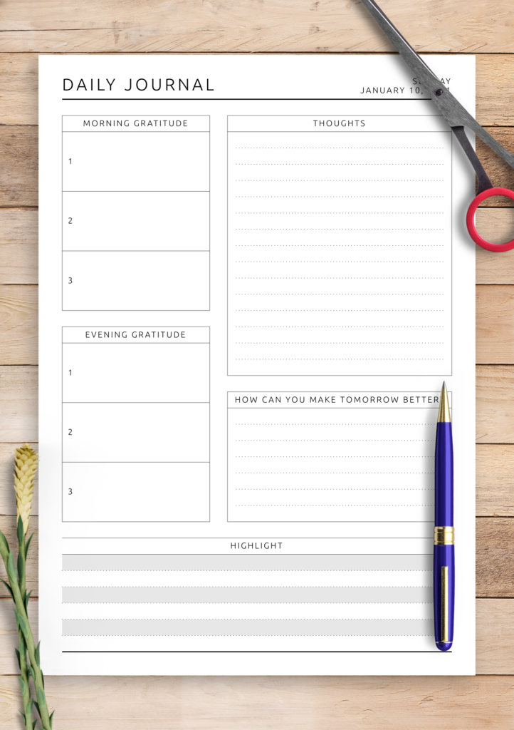 Free Printable Wellness Journal Template
