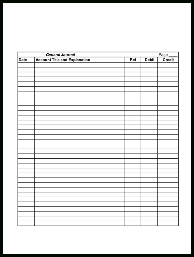 General Journal Entry Template Voucher Double Of Accounting Ledger 