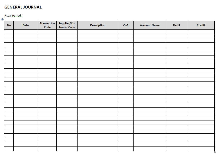 General Journal Template Freewordtemplates