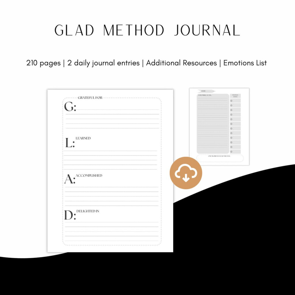 GLAD Journal Gratitude Journal Journaling Worksheets AND Journal 