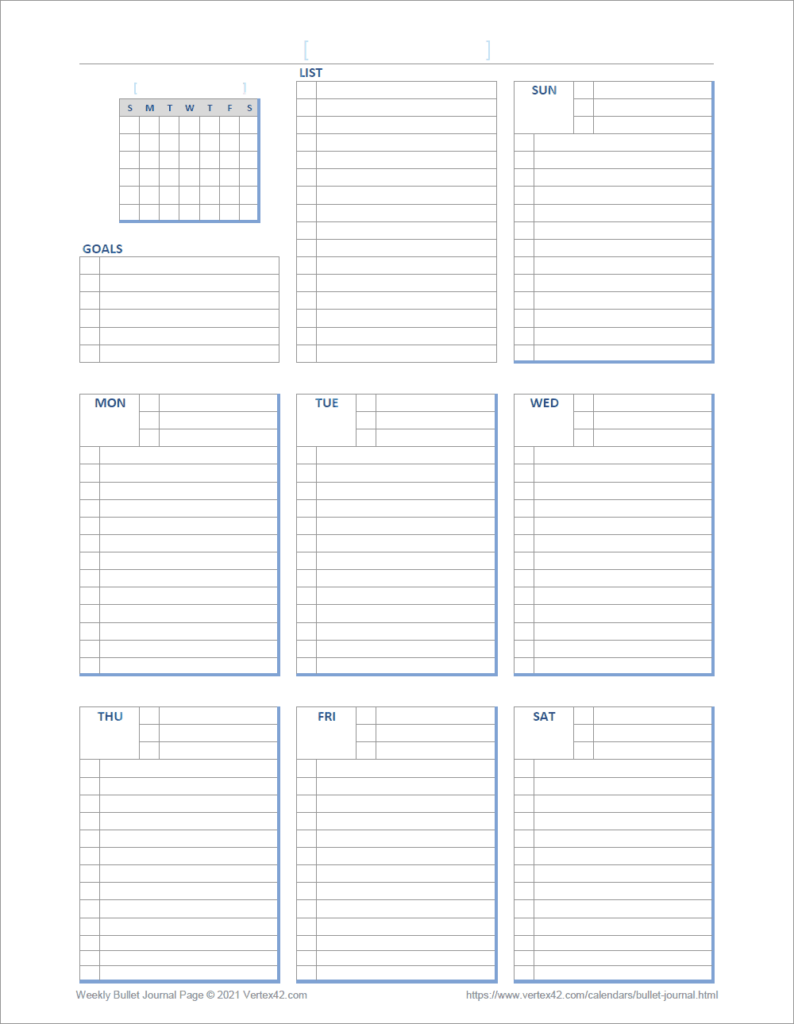 Goodnotes Bullet Journal Templates Free
