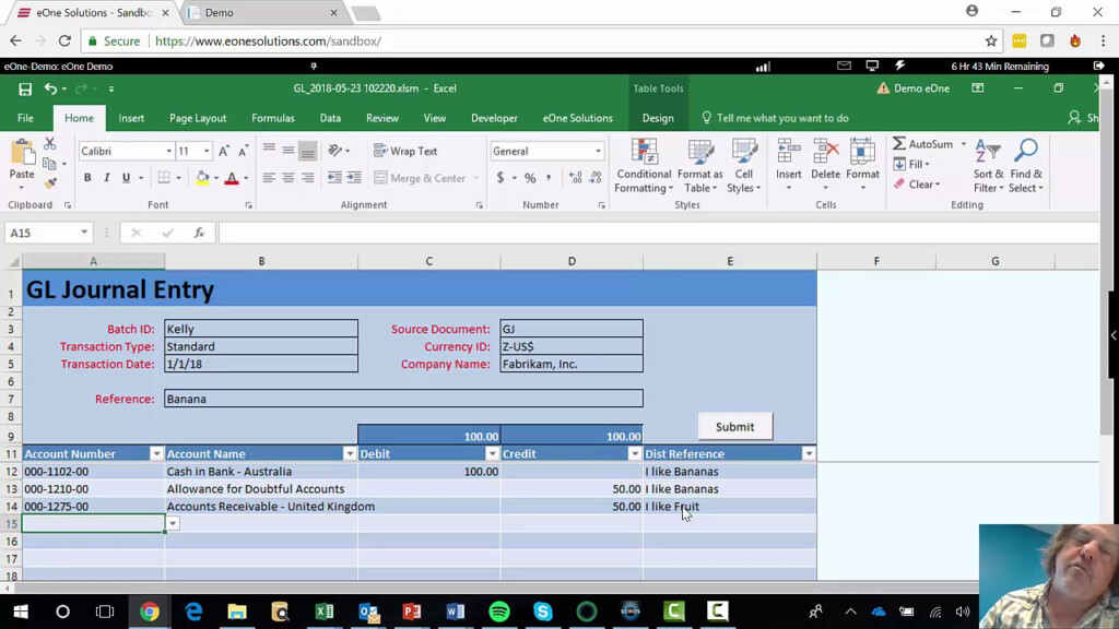GP Template GL Journals In Excel YouTube