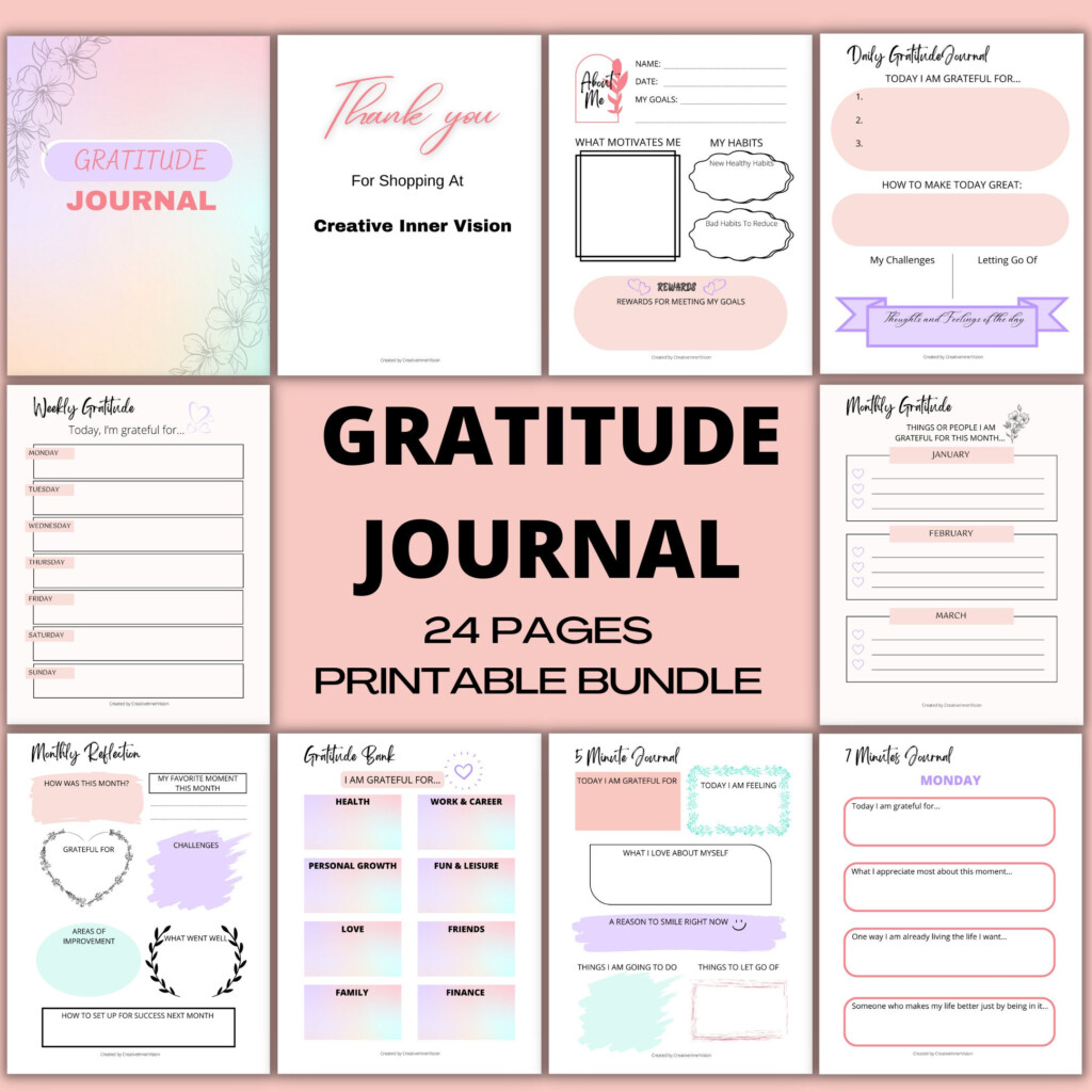 Gratitude Journal Printable BUNDLE Gratitude Template Daily Etsy