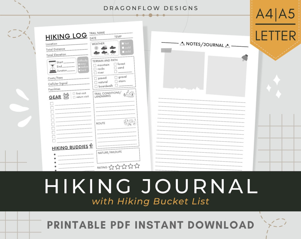 Hiking Journal Template Printable Hiking Memories Log PDF Instant 