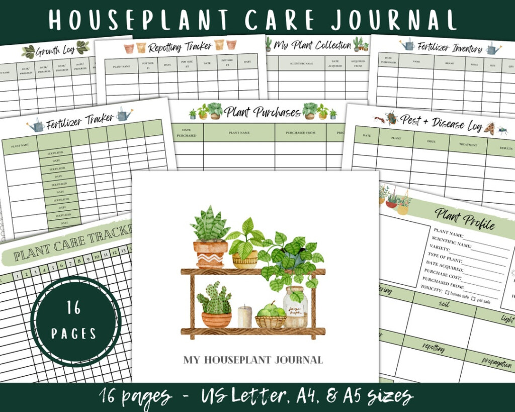 Houseplant Journal Printable Plant Care Planner Tracker Etsy