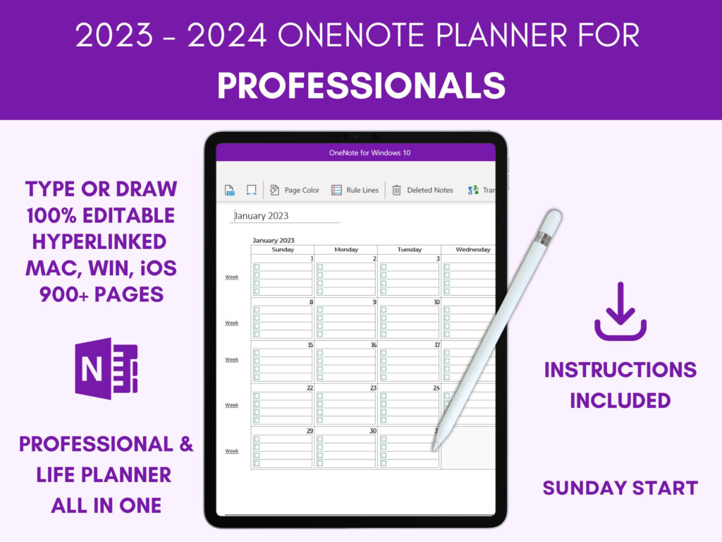 Hyperlinked Onenote Planner Onenote Template Dated 2023 2024 Etsy In 
