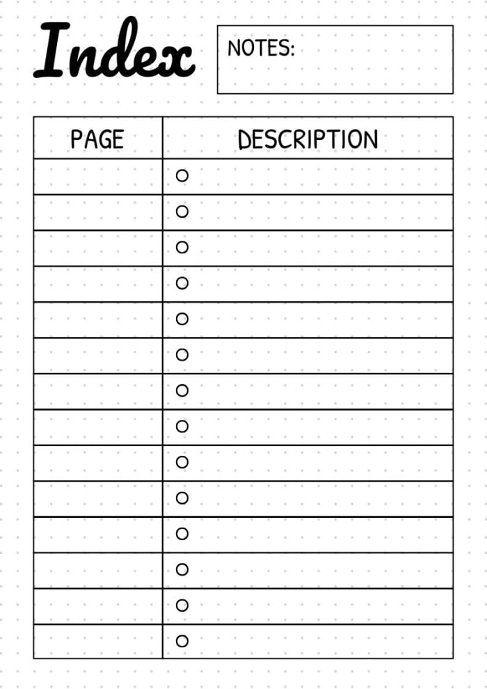 Index Page Layout