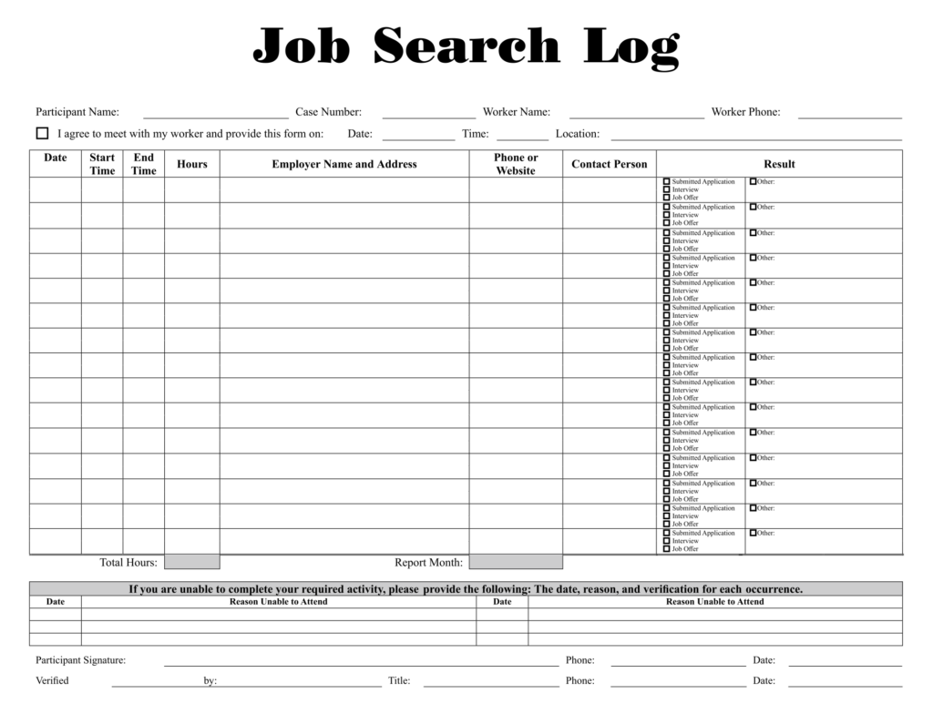 Job Search Log Template 6 Free PDF Printables Printablee