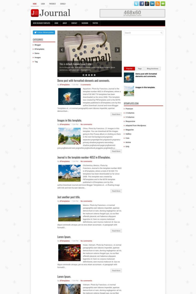 Journal Blogger Template BTemplates