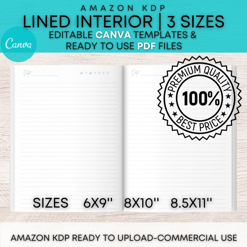 KDP Interiors Canva Template For Low Content Books 100 Page Lined 