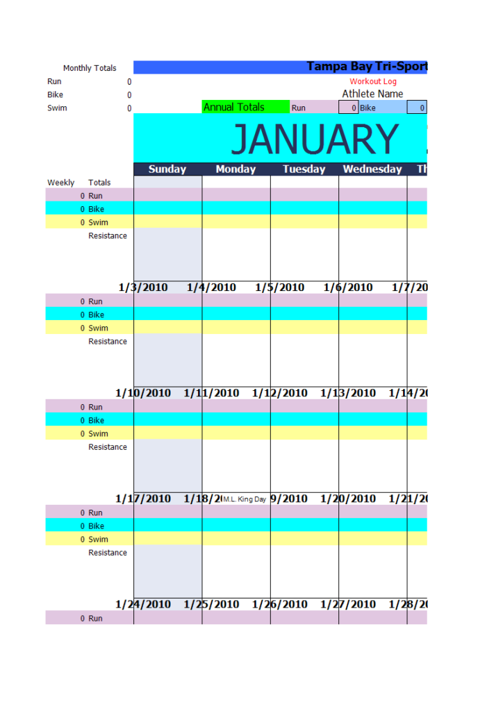 Kostenloses Monthly Triathlon Workout Plan