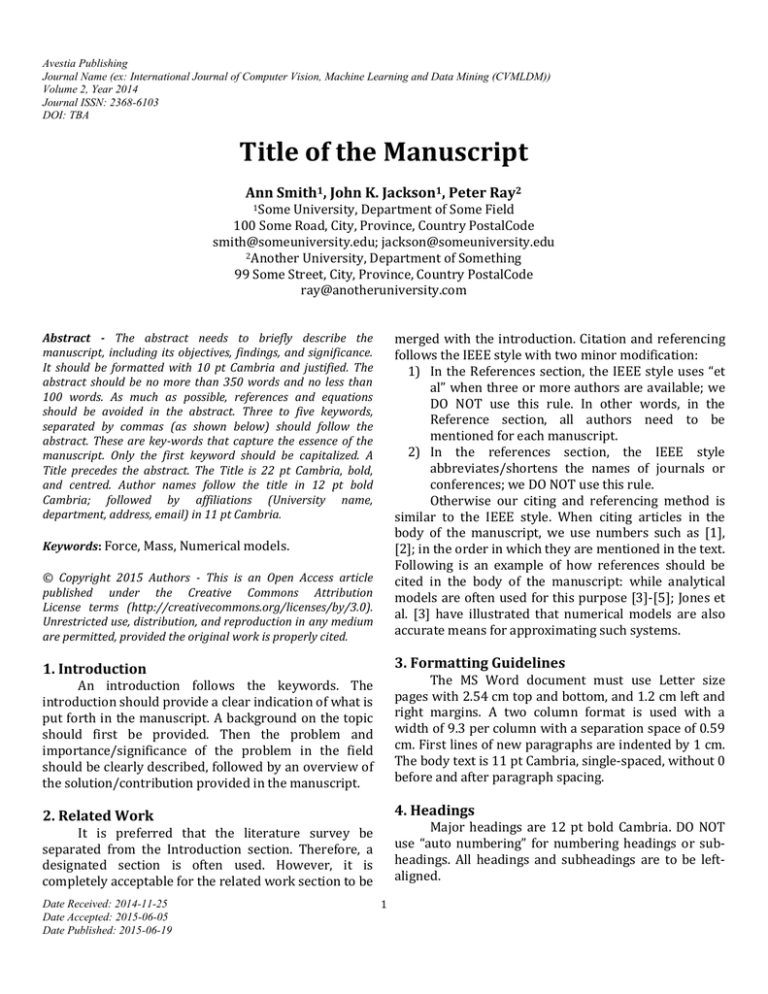 Manuscript Template 