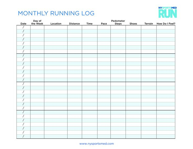 Monthly Running Log Template Track Your Runs