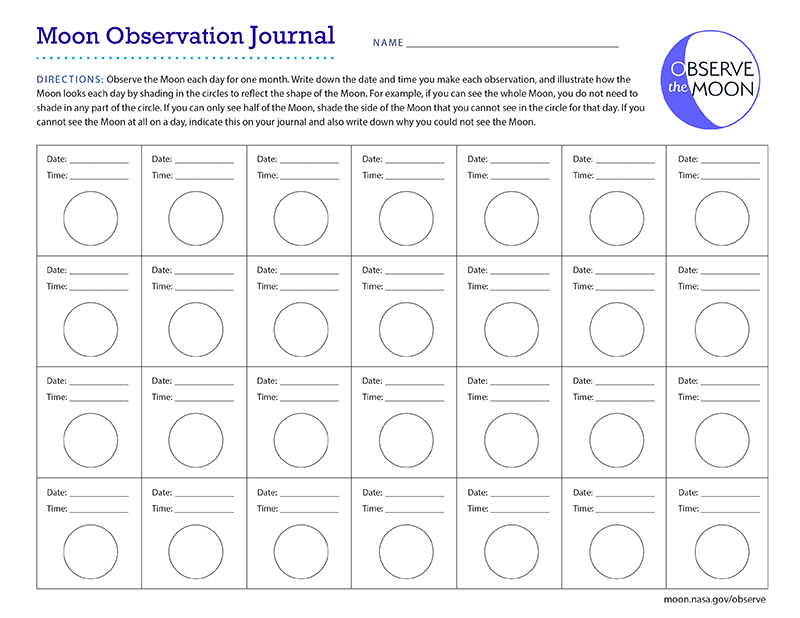 Moon Observation Journal Moon NASA Science