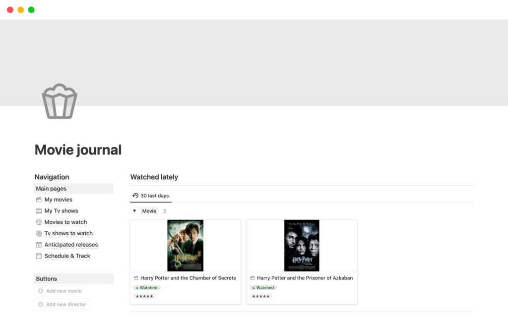 Movie Journal Template By Mattsss Notion Marketplace