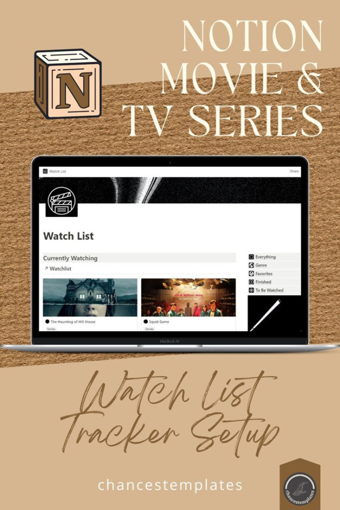 Movie TV Series Tracker Notion Template Movie Tracker Etsy Tv 