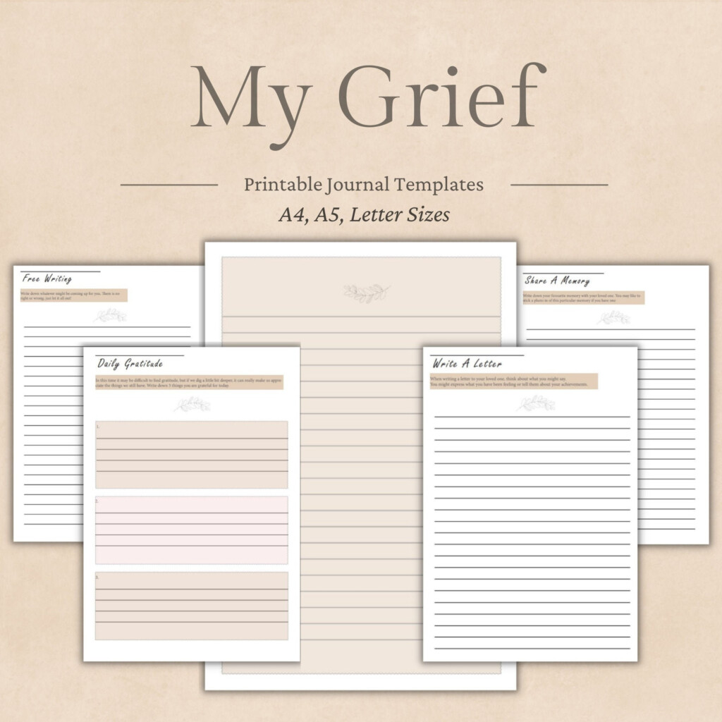My Grief Printable Journal Templates Printables Minimal Etsy
