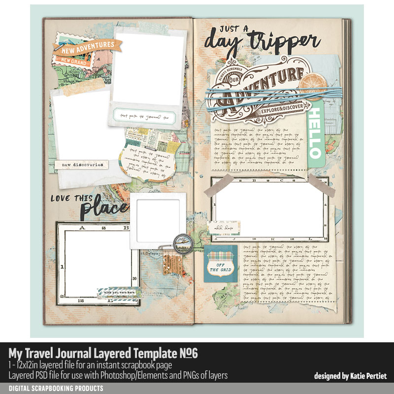 My Travel Journal Layered Template 06 Katie Pertiet Designs